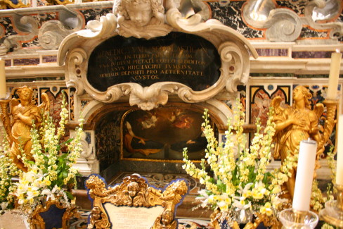 Montecassino, crypt with the remains of St. Benedict and his sister St. Scholastica