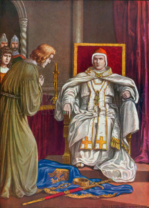 Holy Roman Emperor Henry IV doing penance to reverse his excommunication by Pope Gregory VII