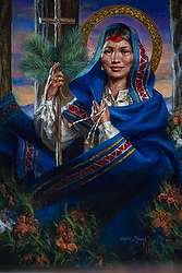 PAINTING OF NEW NATIVE AMERICAN SAINT DISPLAYED DURING MASS IN HER HONOR AT NEW YORK SHRINE