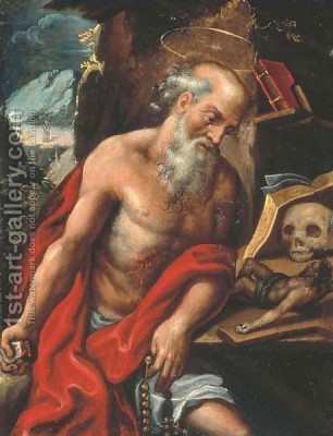 Jerome praying, doing penance, and writing