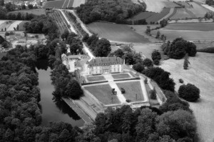 An aerial shot of Chateau de Bonaban. Lake in the foreground of this ancient, walled site was described by several early Breton historians as the place St Patrick called 'Bannavem Tiburniae' in Latin, where his father Calpurnius owned an estate from where St Patrick was taken captive when he was sixteen years of age.