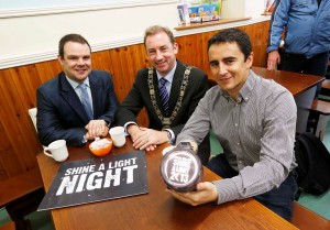 Geoff Scully, Managing Director Littlewoods, Ireland, Lord Mayor of Dublin Oisín Quinn and Ronan Harris of Google Ireland, who have all signed up to take part in Focus Ireland’s 'Shine A Light Night 2013' which will see over 100 top business leaders sleep out in Dublin & Cork on Oct 18th to raise over €500k for the charity’s work to combat and prevent homelessness.
