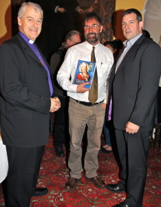 The Church of Ireland Archbishop of Dublin, the Most Revd Dr Michael Jackson, Rev Marcus Losack and Fergal O’Boyle of Columba Press at the launch of 'Rediscovering Saint Patrick: A New Theory of Origins' in the Deanery of St Patrick’s Cathedral, Dublin.