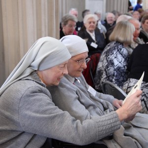 Pic shows Srs Lucyna and Mary Patrick Kenny of the Missionary Sisters of St Peter Claver looking at a programme before the event got underway. Pic John Mc Elroy. 