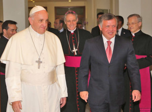 Pope Francis and King Abdullah II of Jordan in Amman. 