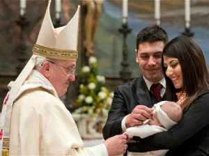 Pope Francis with couple,babyjpg
