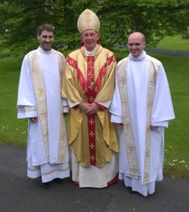 Cardinal Brady with Rev Ciarán Clarke (Dysart) & Rev Robert McGivney (Navan) following their diaconate ordination 