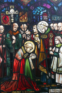 Pic shows stained glasss window ' St Mel being consecrated Bishop by St Patrick' a personal gift from President Mary and Martin Mc Aleese  to Bishop Colm O' Reilly on St Stephen's Day 2009. Pic John McElroy 