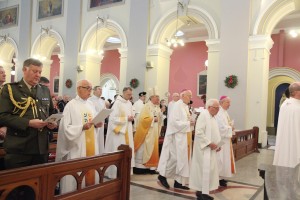 Archbishop Diarmuid Martin in the procession at the beginning of the World Day of Peace Mass in the Church of the Three Patrons Rathgar in Dublin on New Year's Day. Pic John Mc Elroy.