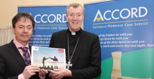 Bishop Denis Nulty, President of Accord, at the launch of Amárach's research findings on Irish attitudes to marraige and the family with Gerard O'Neill from Amarach Research in Whitefriar St Church in Dublin. Pic John Mc Elroy. 