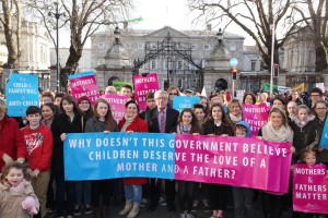 Professor Ray Kinsella and members of the group Mothers and Fathers Matter protest outside the Dáil on Tuesday. Pic: John Mc Elroy.