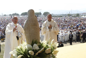 Pope Francis uses incense as he celebrates Mass in the Italian town of Sibari, Calabria. Pic courtesy: The Tablet