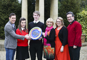 John McAreavey from the Michaela Foundation and guest speaker at the SVP Youth event, joins two of the participants, Catherine Ann Traynor from Our lady of Lourdes High School and Michael Rooney from St. Malachy’s College, with Pauline Brown and Claire Morgan from St Vincent de Paul and Father Raymond McCullagh.