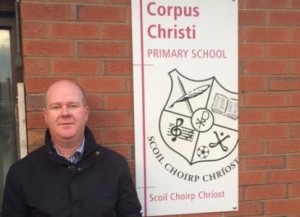 Fr Tony O'Riordan outside Corpus Christi primary school in Moyross. Pic: Irish Catholic