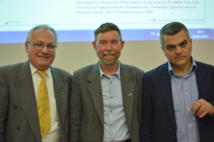 Dr Paul Manook of the Armenian CHurch of the UK and Ireland, Dr Iain Atack, Assistant Professor in International Peace Studies TCD and Dr Ara Sarafian.  