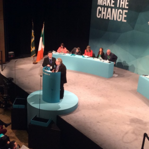 Fr Martin Magill and Rev Steve Stockman address Sinn Fein Ard Fheis