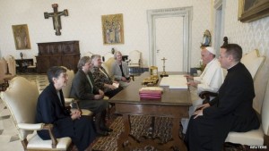 Pope Francis meeting members of the LCWR on 16 April 2015. Pic courtesy: bbc.co.uk