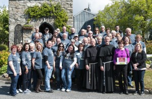 St Francis University group visit the bell tower in the remains of the Franciscan monastery in Roundstone.