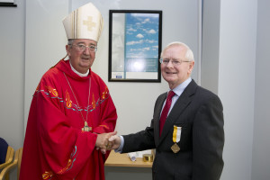 Presentation of the Pro-Ecclesia  et Pontifice Cross  to Professor John Monaghan.             Picture by Shane O'Neill / Copyright Fennell Photography 2015.