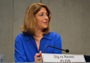 Anti-capitalism activist Naomi Klein, praised Pope Francis for standing up to Republicans who are warring against environmentalists, on July 1, 2015, at the Vatican. Religion News Service photo by Rosie Scammell