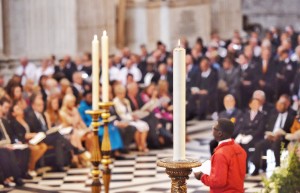 Four candles were lit representing each area where a bomb exploded