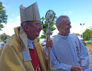 Archbishop Diarmuid Martin with Fr Hugh Hanley at the launch of the St John Vianney novena in the Artane parish. 