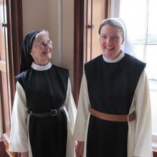 Sr Michele, novice director, with newly junior professed Sr Angela