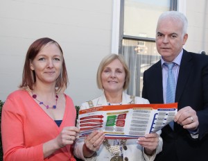 Pic shows Lord Mayor Criona Ni Dhalaigh with Ciara Mc Grath project leader Crosscare housing and welfare information service and Greg Tierney senior manager for youth services in Crosscare with a copy of the new leaflet. Pic John Mc Elroy.