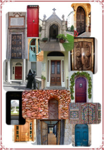 Doors on Ritual Booklet by Venessa Wilmott & Gaelle Rahme, Staff of Brisbane Congregation Office include the red door of Baggot Street. 