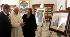 Pope Francis with the Taoiseach Enda Kenny and his wife Fionnula. Pic courtesy: RTE.ie/Getty Images